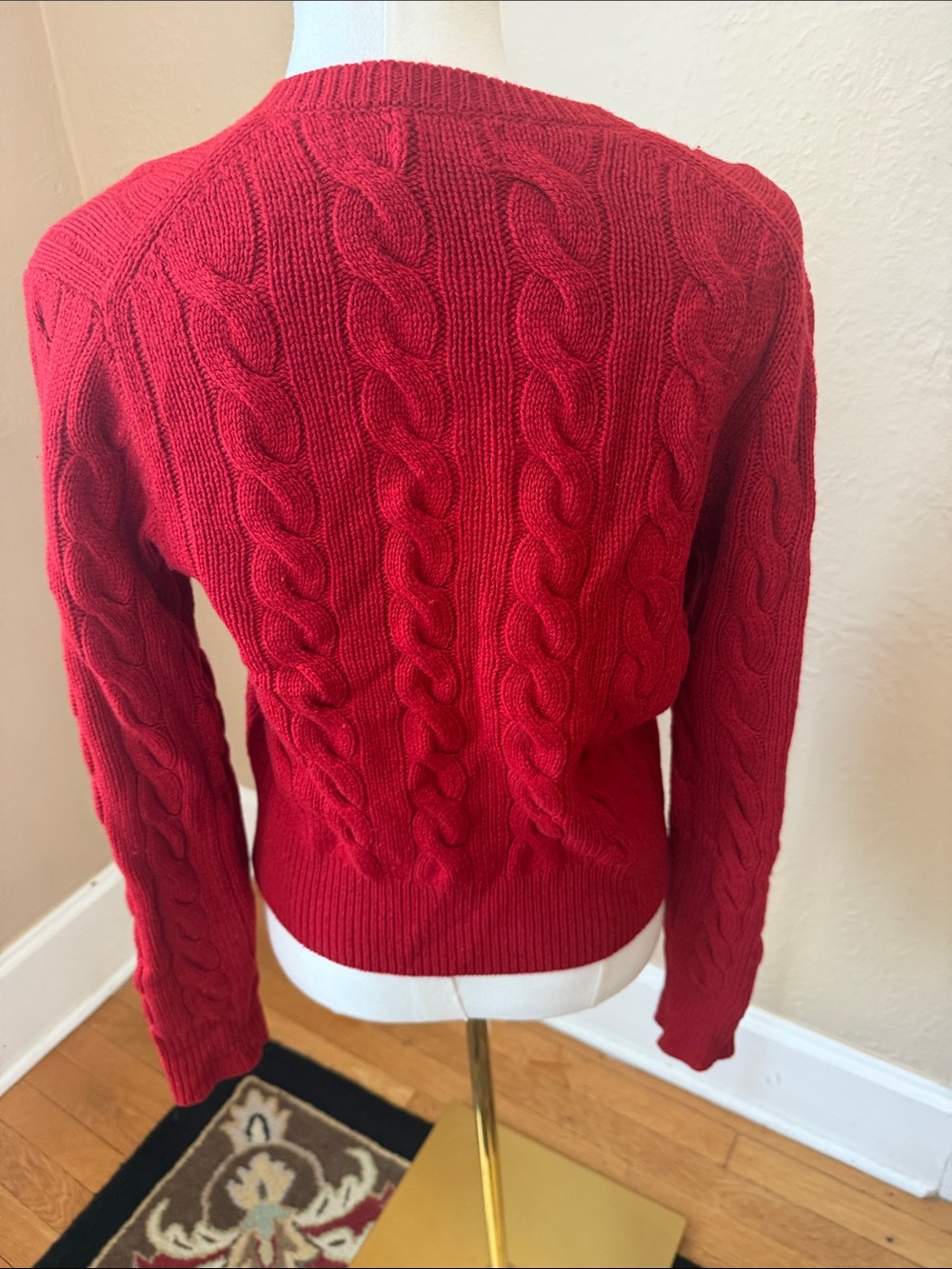 Ralph Lauren Red M Cable Knit Cardigan original price $268 - Picture 9 of 13